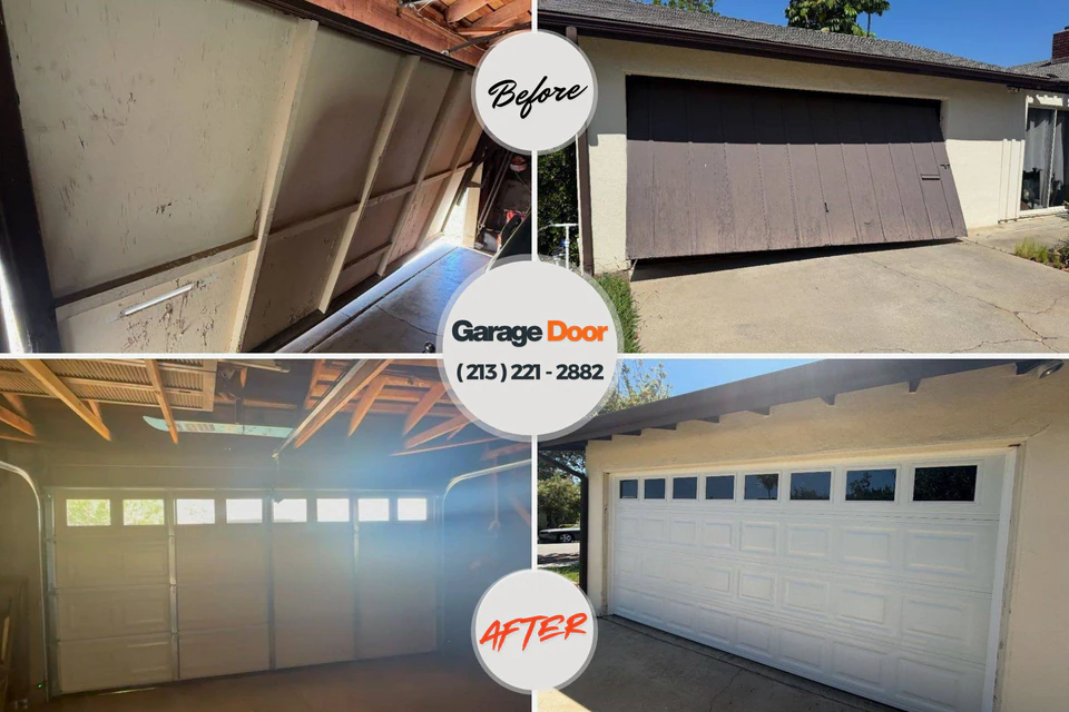 Before and after: garage door repair Oak Lawn, IL